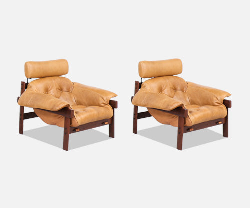 Percival Lafer MP-41 Series Brazilian Leather Lounge Chairs 