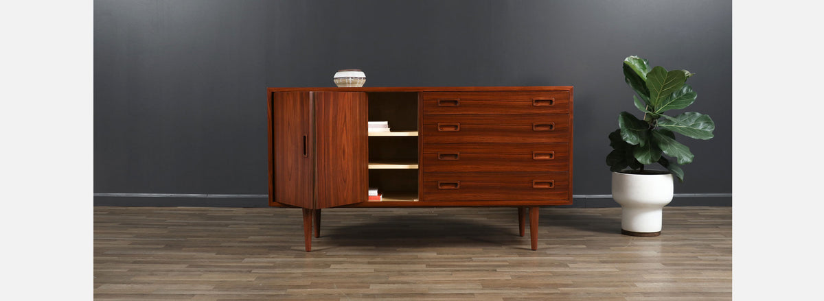 Carlo Jensen Rosewood Credenza with Bi-Folding Door 