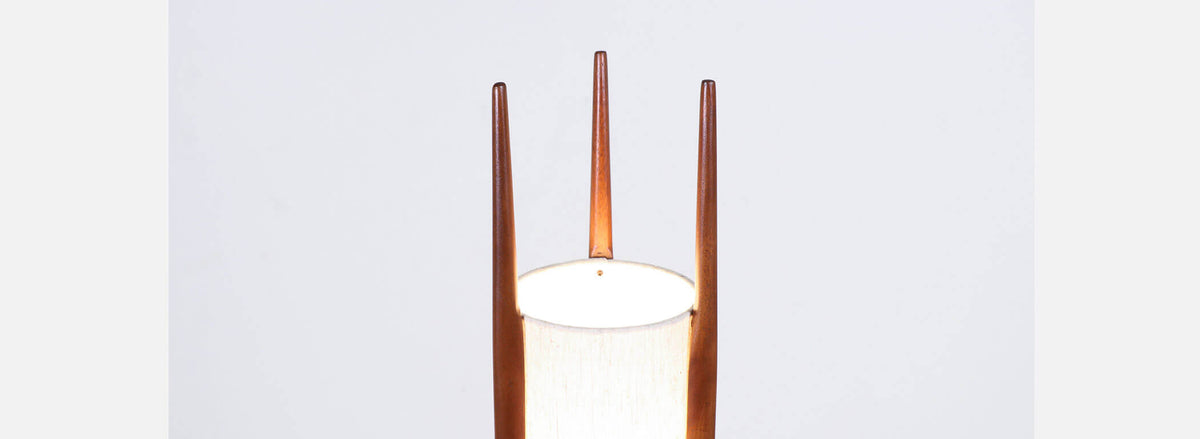 John Keal Sculpted Walnut Trident-Style Table Lamp for Modeline