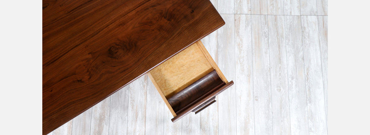 American Modern Studio Craft Sculpted Walnut Executive Desk