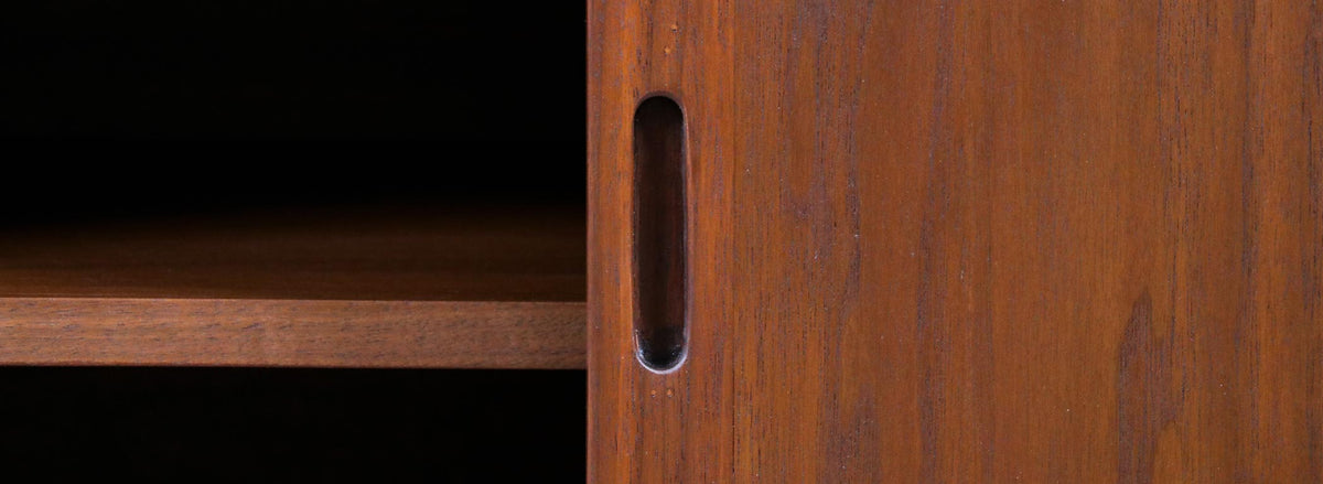 Custom Made Walnut Credenza w/ Sliding Doors by Danish Modern LA