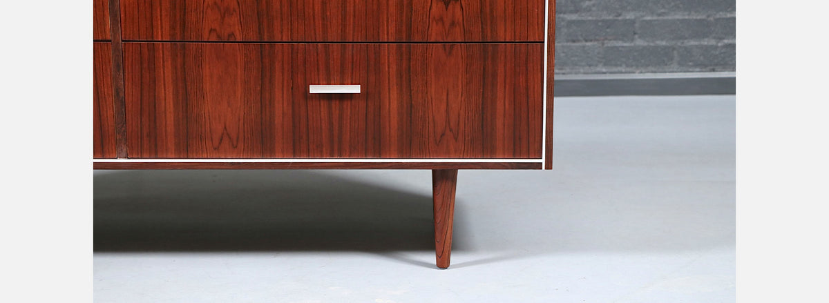 Danish Modern Rosewood Dresser w/ Steel Accents by Falster