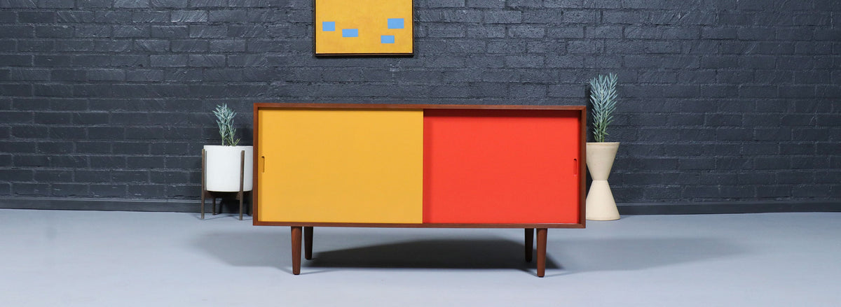 Custom Made Multi-Color Lacquered Credenza by Danish Modern LA