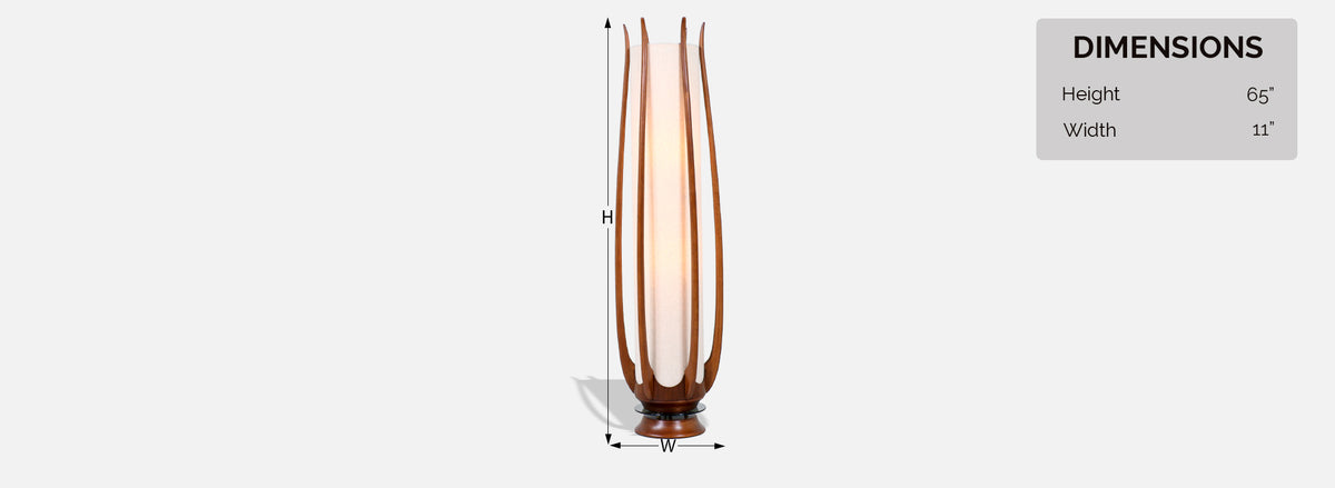 Mid-Century Modern Sculpted Walnut Floor Lamp by Modeline of California