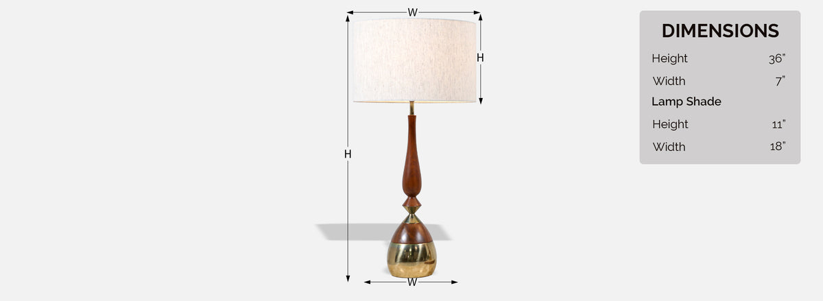 Tony Paul Sculpted Walnut & Brass Table Lamps for Westwood Industries 