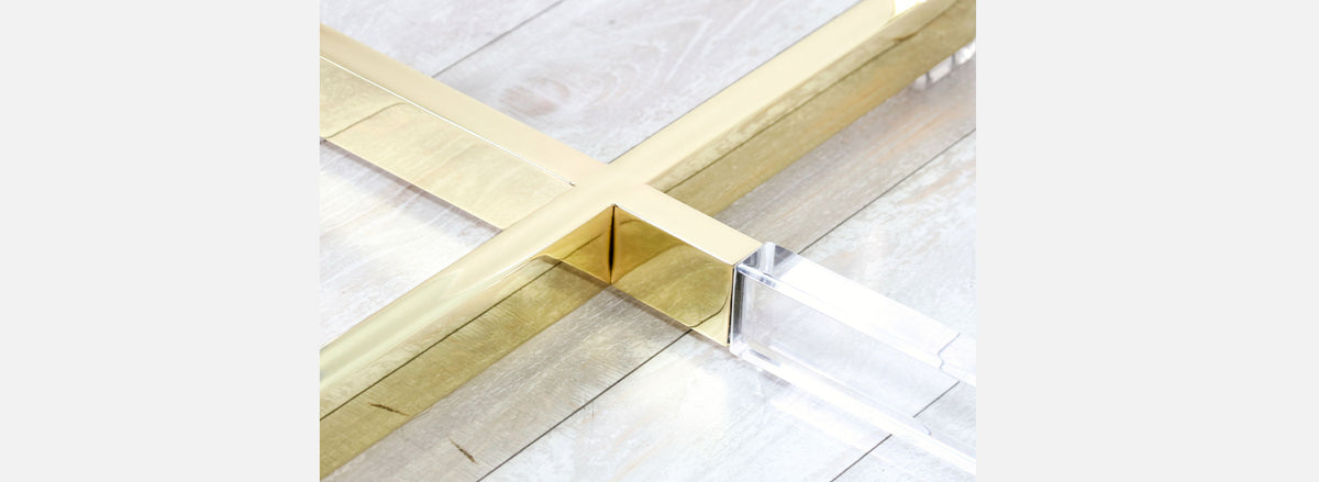Charles Hollis Jones "Metric" Lucite & Brass Dining Table