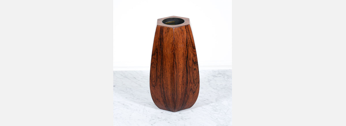 Danish Modern Faceted Rosewood Vase