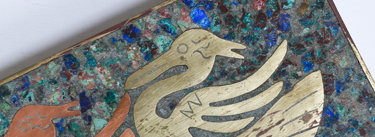 Mexican Modernist Mix Metals Tray Box by Los Castillos