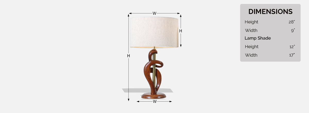 Mid-Century Modern Sculpted Wood & Brass Table Lamps by Light House Co.