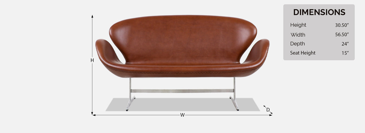Vintage Cognac Leather Swan Sofa by Arne Jacobsen for Fritz Hansen 