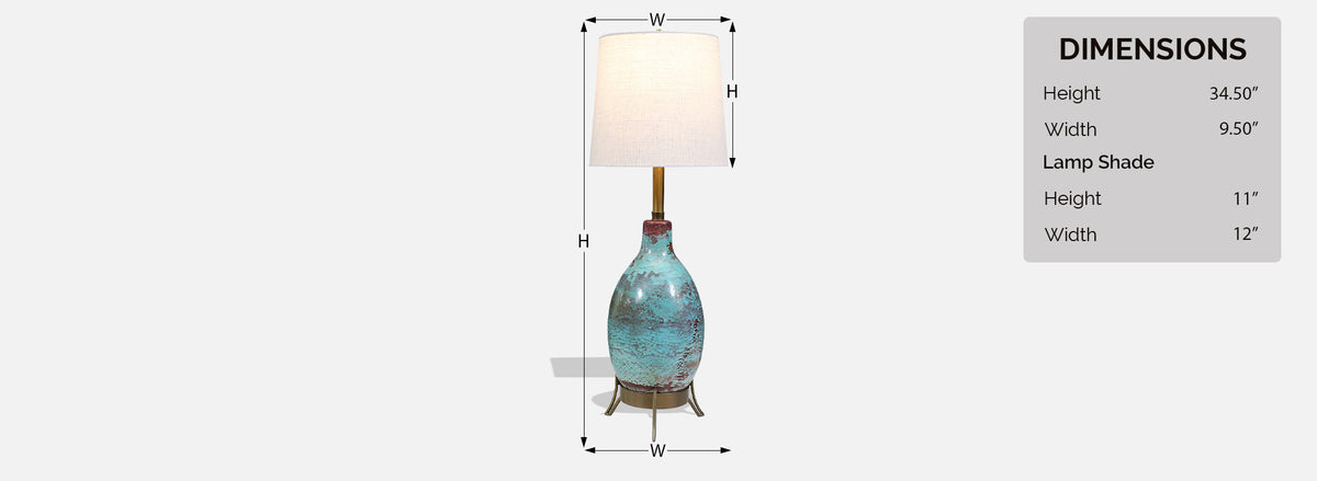 Mid-Century Glazed Ceramic w/ Brass Tripod Base Table Lamp by Marbro