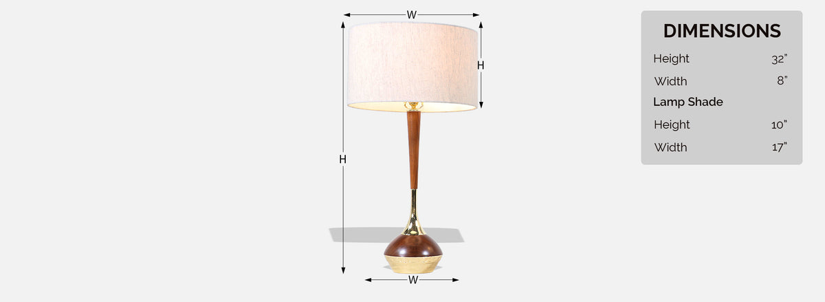 Mid-Century Modern Walnut & Brass Accent Table Lamps by Laurel 