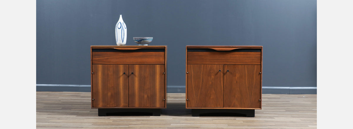 Californian Modernist Walnut Night Stands by John Kapel