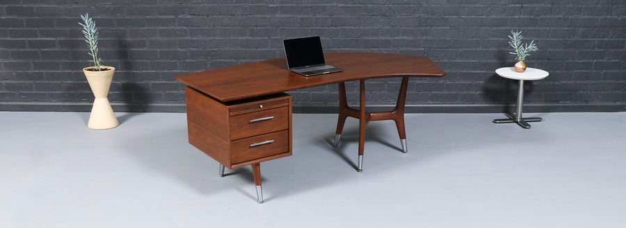 Mid-Century Modern "Skulptura" Boomerang Desk by Alma Desk Co.
