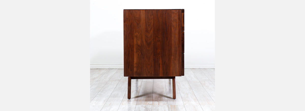 Mid-Century Modern Sculpted Walnut 9-Drawer Dresser 