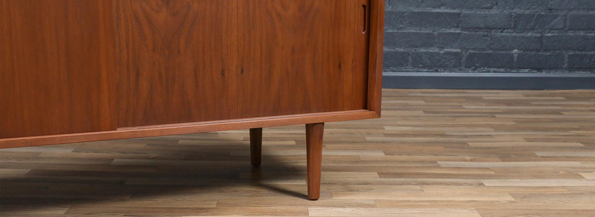 Custom Made Walnut Credenza w/ Sliding Doors by Danish Modern LA