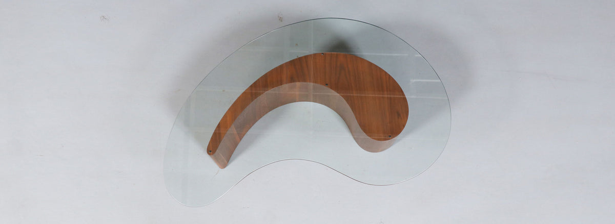 Mid-Century Sculpted Biomorphic Shaped Coffee Table w/ Glass Top