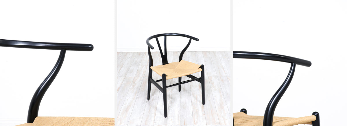 Hans J. Wegner "Wishbone" Ebonized Arm Chairs for Carl Hansen & Søn 