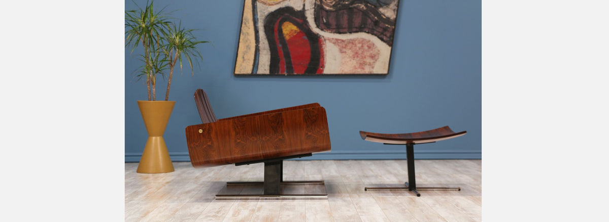 Jorge Zalszupin “Presidencial” Rosewood Lounge Chair with Ottoman