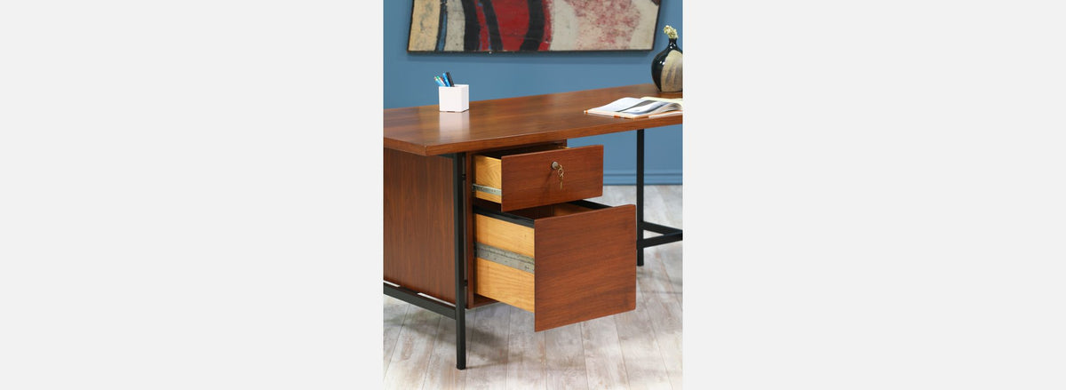Florence Knoll Executive Walnut Desk