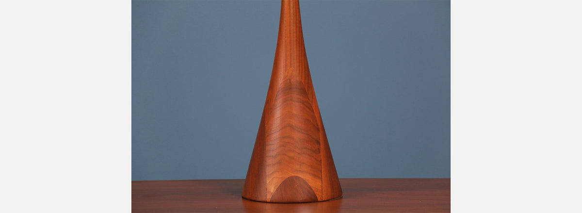 Mid Century Sculpted Walnut Table Lamp