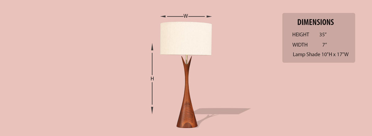 Mid Century Sculpted Walnut Table Lamp