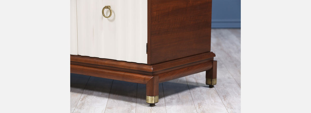 Renzo Rutili Two-Tone Lacquered & Walnut Credenza for Johnson Furniture