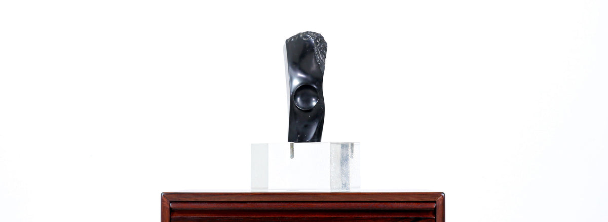 Mid-Century Modern Abstract Stone Sculpture on Lucite Base