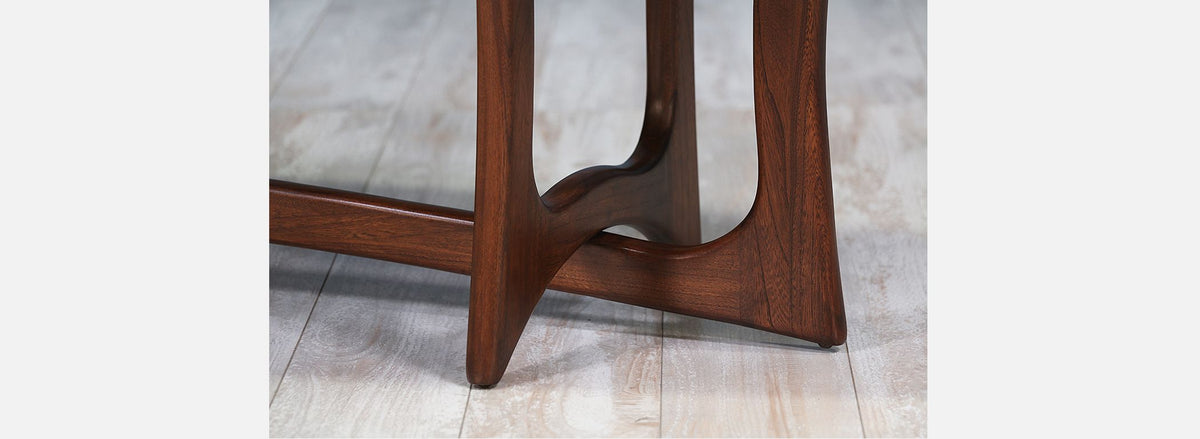 Mid Century Sculpted Walnut Coffee Table with Marble Top