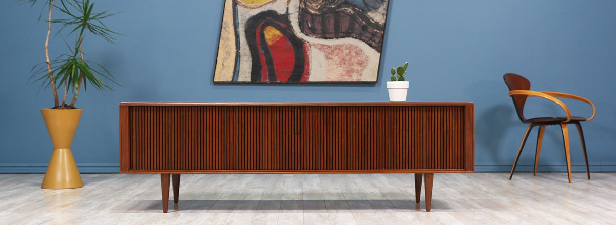 Mid Century Tambour-Door Credenza by Barzilay 