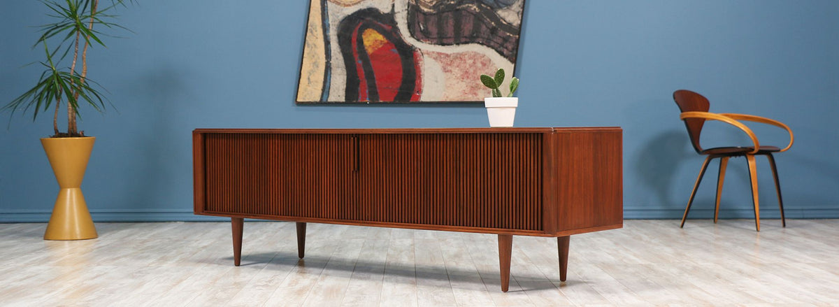 Mid Century Tambour-Door Credenza by Barzilay 