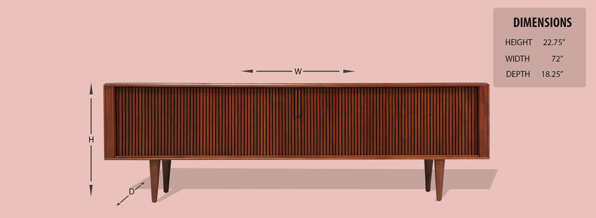 Mid Century Tambour-Door Credenza by Barzilay 