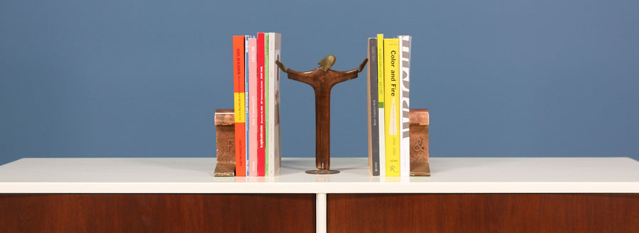 Mid Century Copper Railroad Track Bookends 