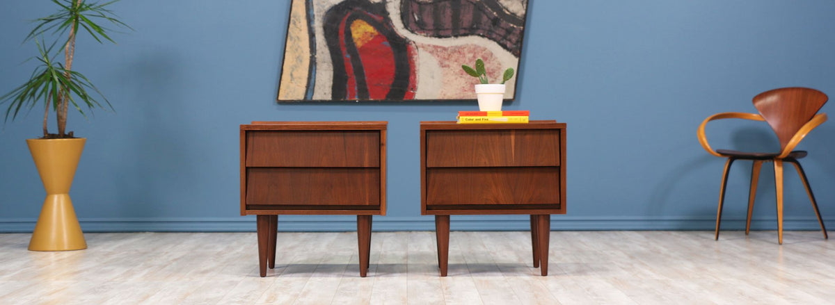 Mid Century Modern Walnut Night Stands