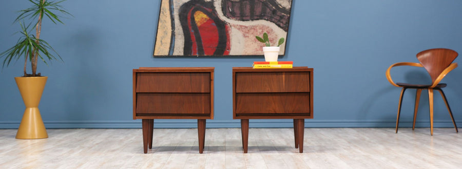 Mid Century Modern Walnut Night Stands
