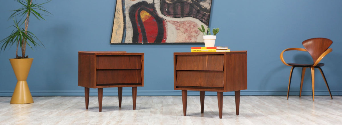 Mid Century Modern Walnut Night Stands
