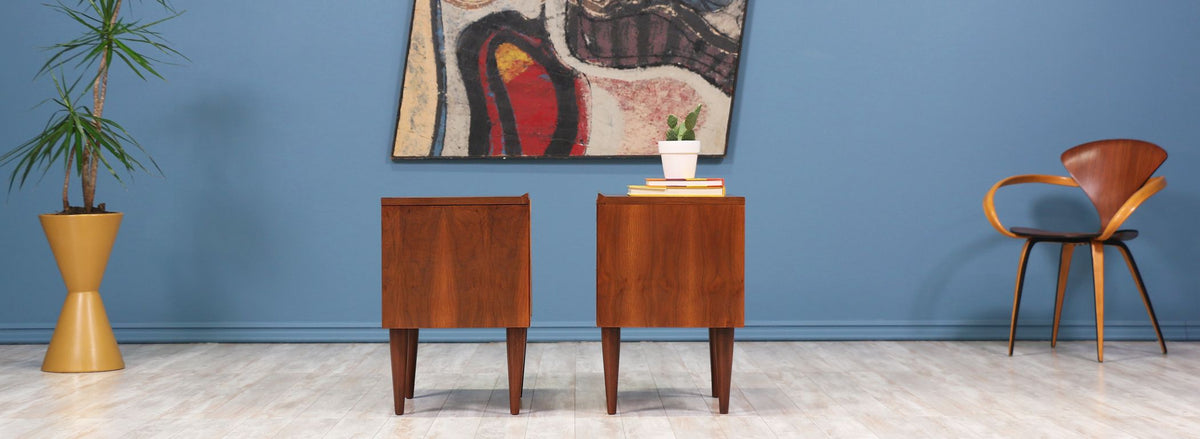 Mid Century Modern Walnut Night Stands