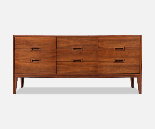Mid-Century Modern 9-Drawer Walnut Dresser