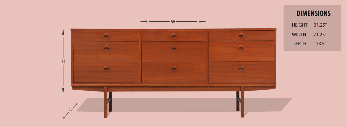 Folke Ohlsson 9-Drawer Teak Dresser for Dux