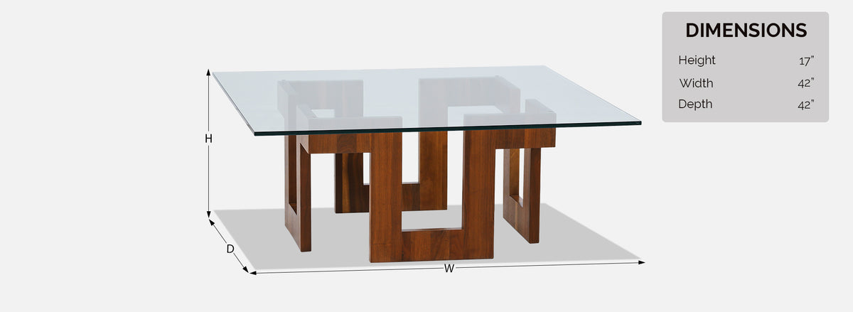 Mid-Century Modern Sculpted Geometric Walnut Coffee Table with Glass Top