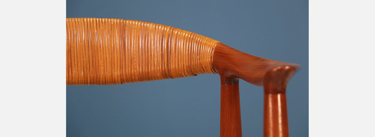 Pair of Hans J. Wegner “Round” Caned Arm Chairs for Johannes Hansen