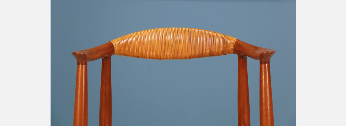 Pair of Hans J. Wegner “Round” Caned Arm Chairs for Johannes Hansen