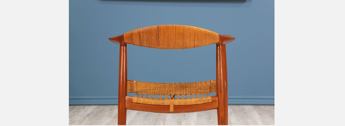 Pair of Hans J. Wegner “Round” Caned Arm Chairs for Johannes Hansen