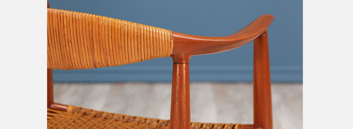 Pair of Hans J. Wegner “Round” Caned Arm Chairs for Johannes Hansen