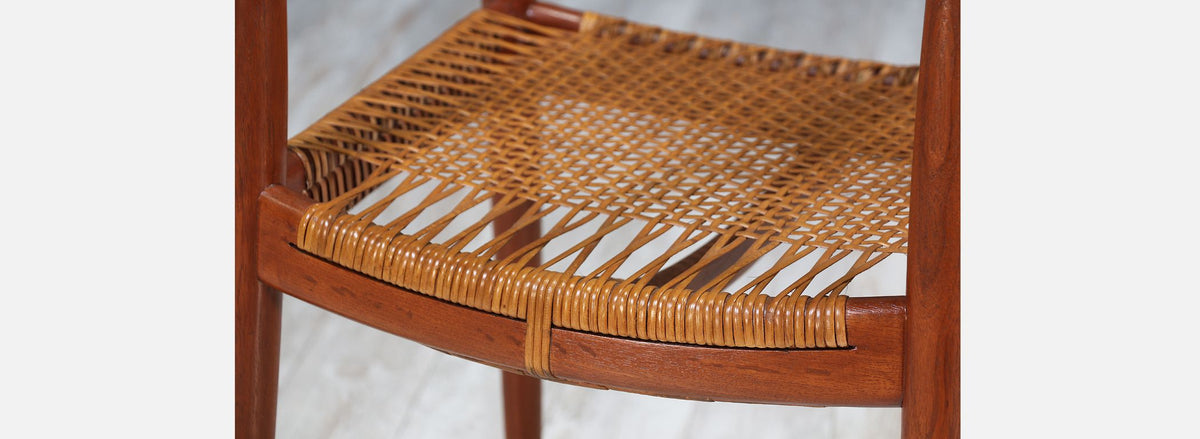 Pair of Hans J. Wegner “Round” Caned Arm Chairs for Johannes Hansen