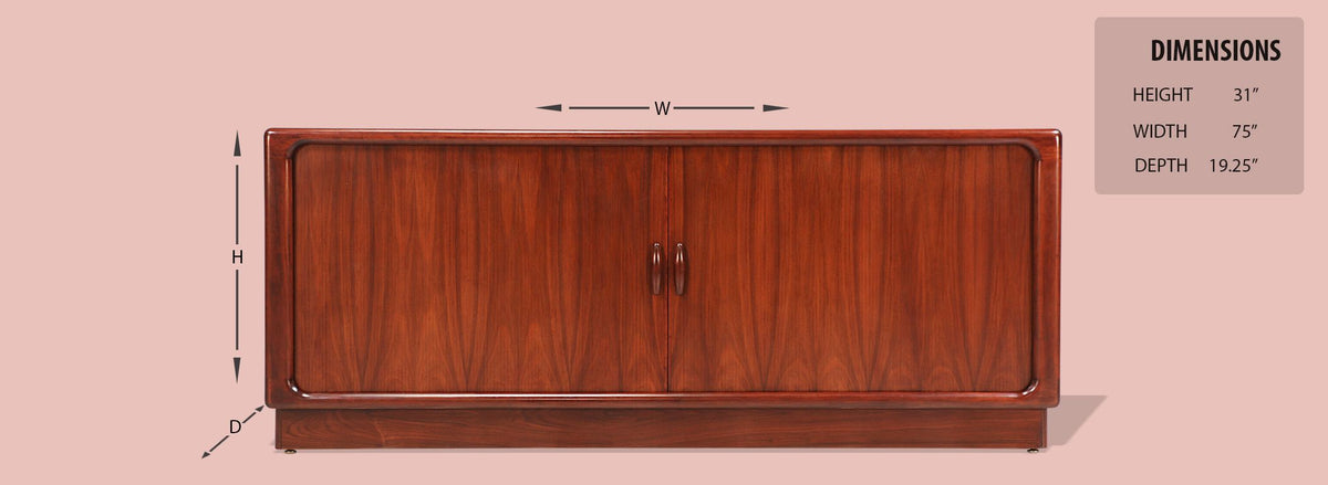 Danish Modern Tambour-Door Rosewood Credenza by Dyrlund