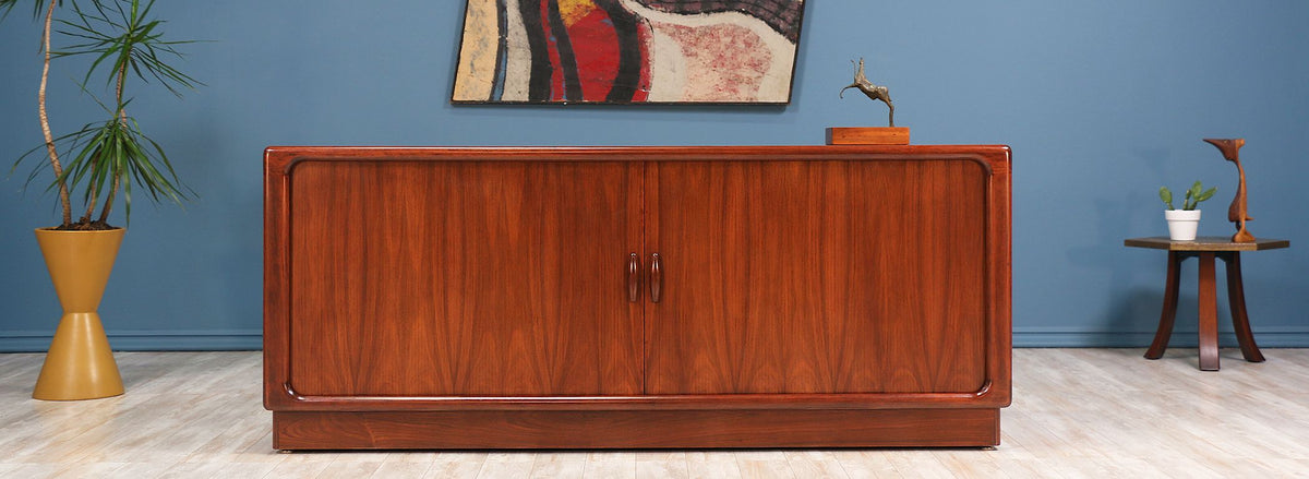 Danish Modern Tambour-Door Rosewood Credenza by Dyrlund