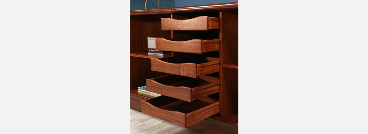 Danish Modern Tambour-Door Rosewood Credenza by Dyrlund