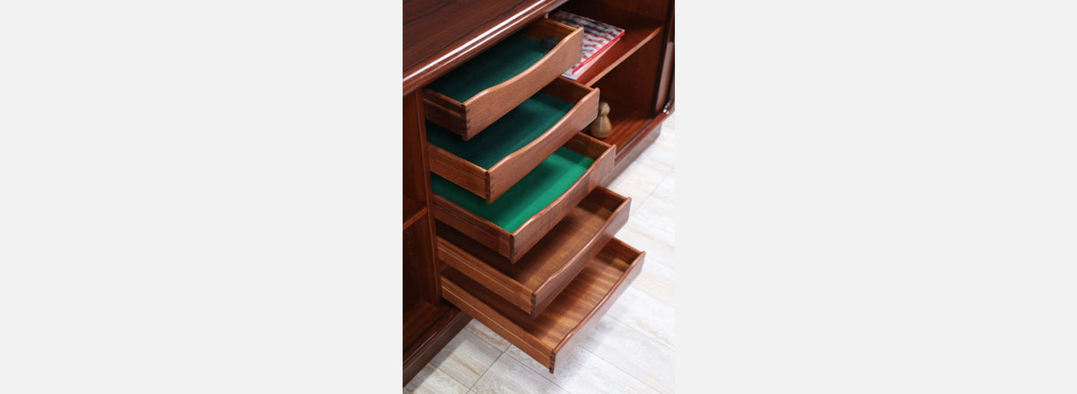 Danish Modern Tambour-Door Rosewood Credenza by Dyrlund