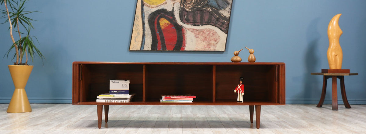Mid Century Low Profile Tambour-Door Credenza by Barzilay 1